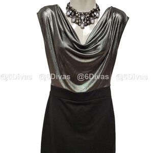 SEXY Silver Mini Dress Silver Black Cocktail Dress Party Dress Size M